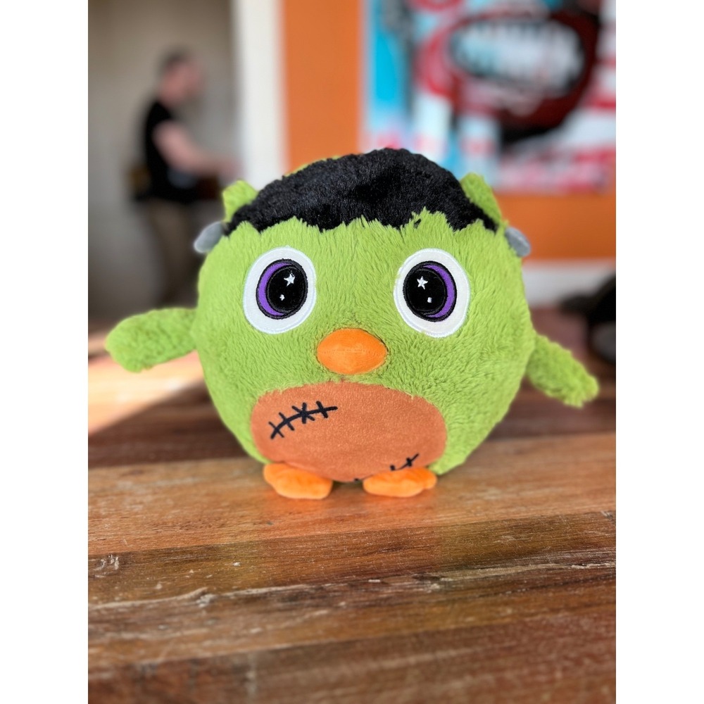 Dan Dee Green Halloween Frankenstein Owl Stuffed 8" Plush Bird Moon Eyes